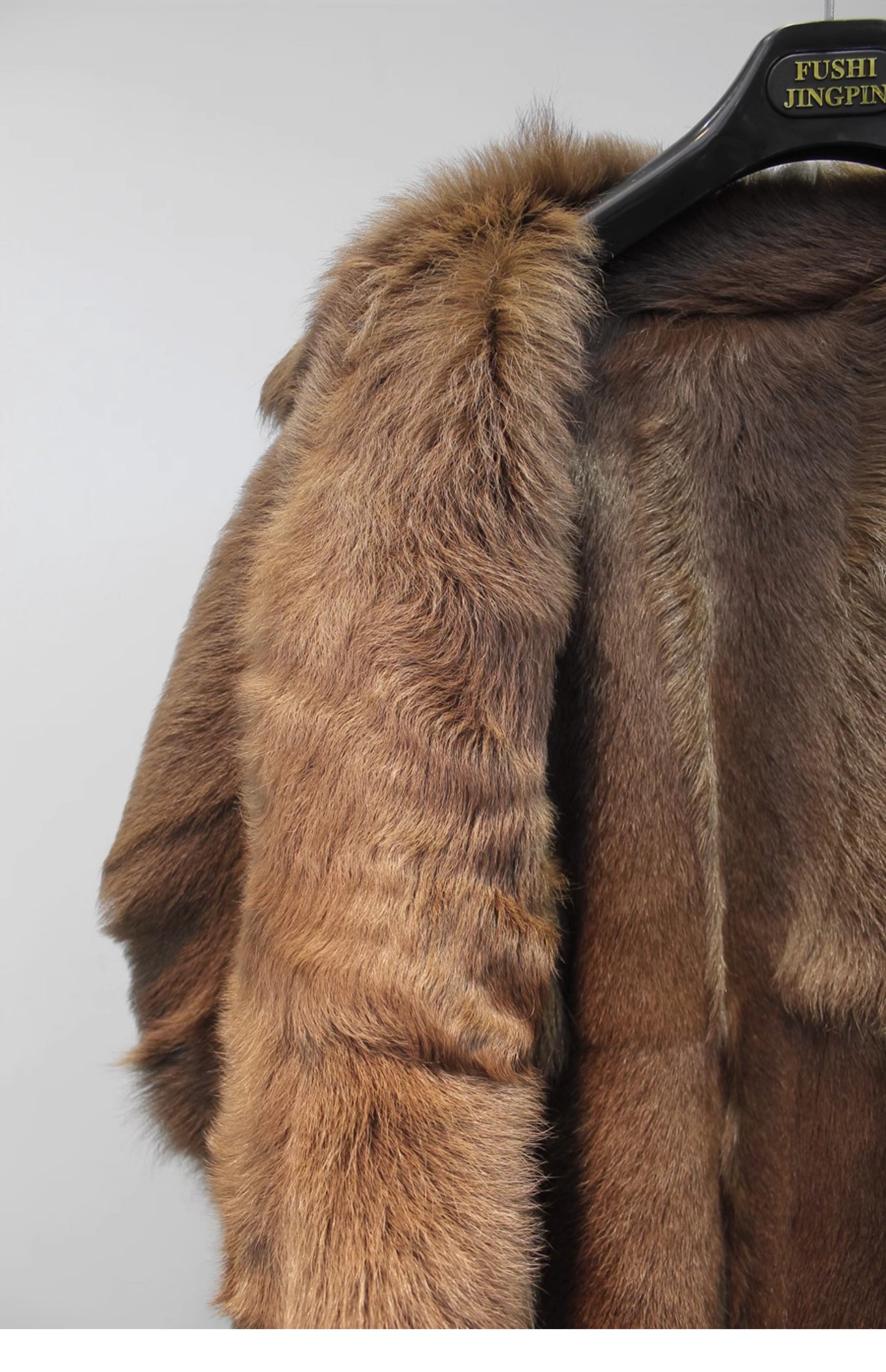 Lmported goat fur all-in-one mid-length windbreaker style slim-fit genuine leather coat