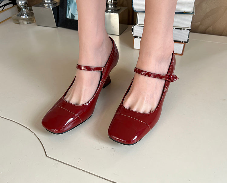 Retro Square Toe Mary Jane High Heels