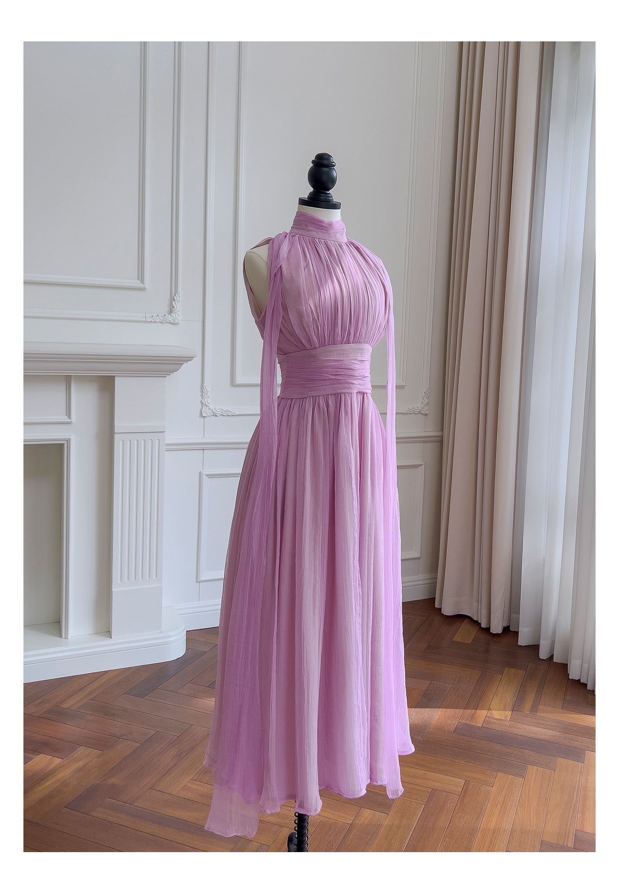 French Waist Slim Off Shoulder Fairy Dress Resort Style Celebrity Purple Dress