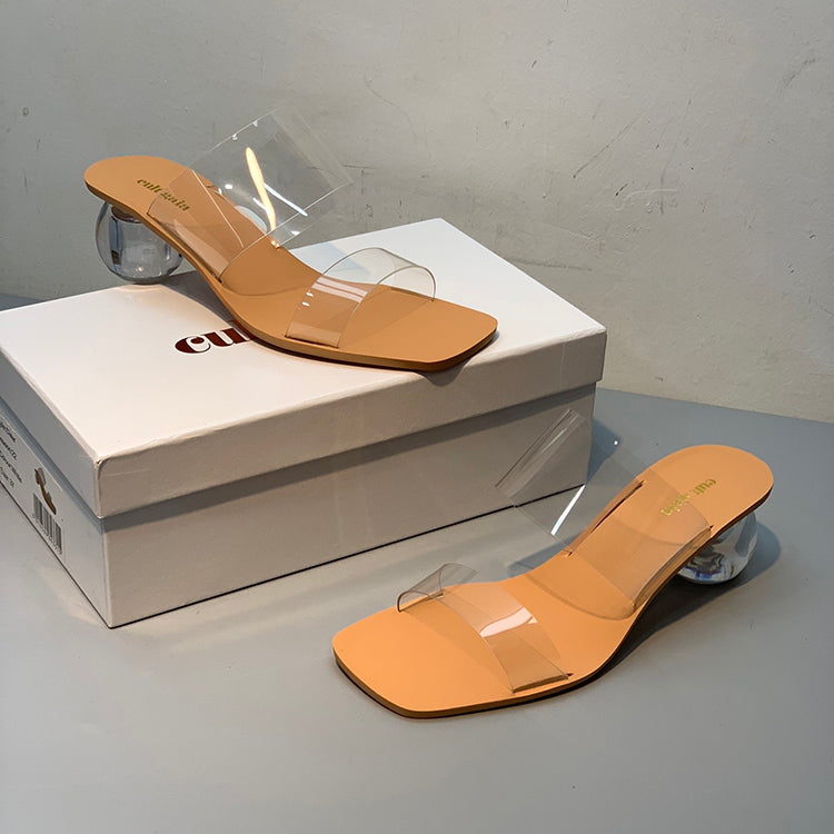 Crystal clear high heel fashion sandals