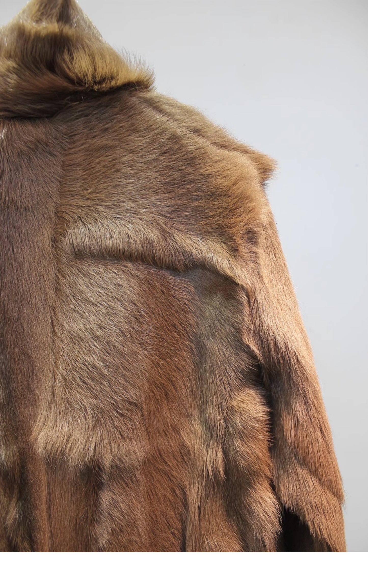 Lmported goat fur all-in-one mid-length windbreaker style slim-fit genuine leather coat