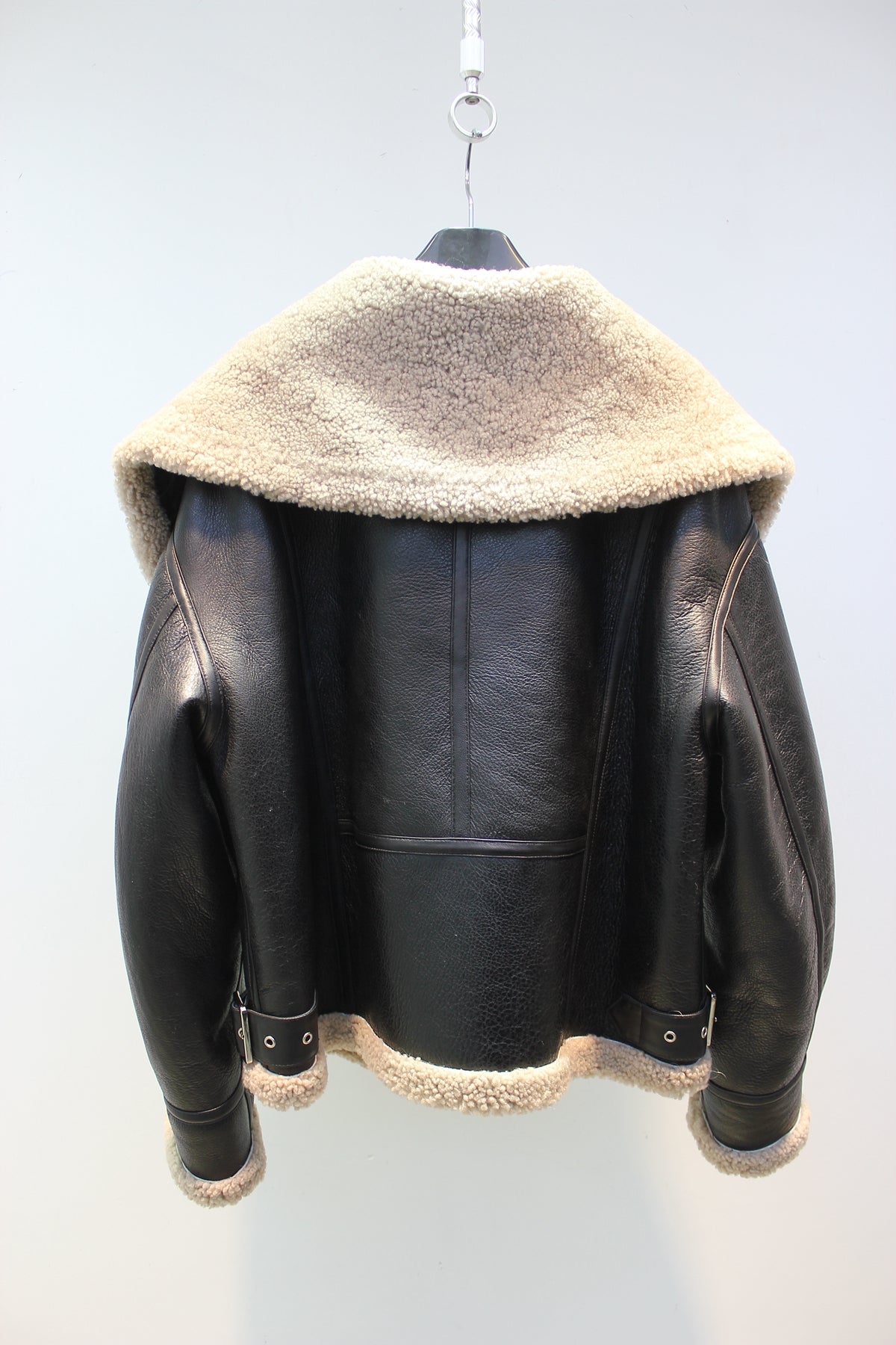 Original imported sheepskin all-in-one motorcycle short jacket