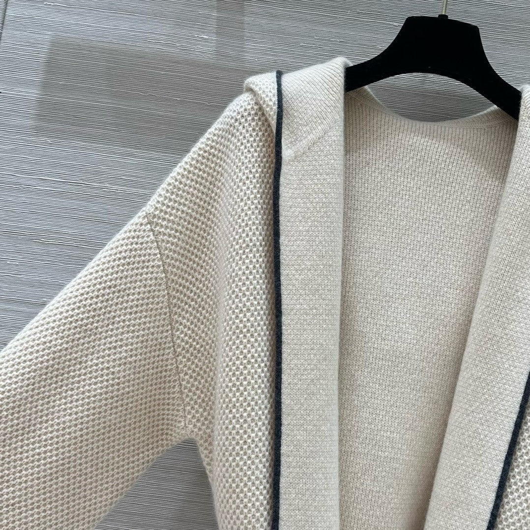 Hooded cashmere cardigan