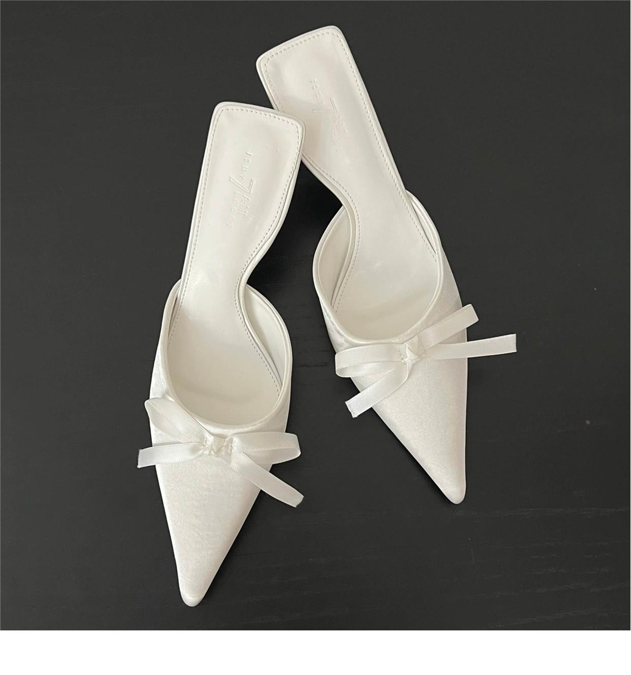 Purple pointed toe bow stiletto high heels