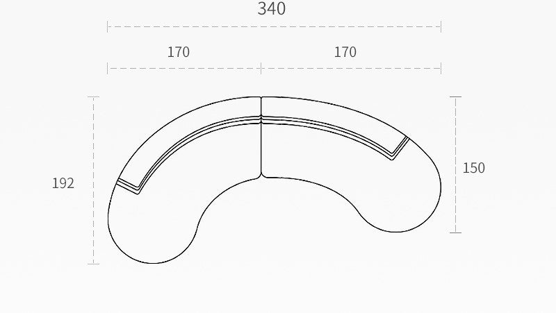 Retro sofa crescent sofa curved designer moon sofa villa double-sided fabric sofa