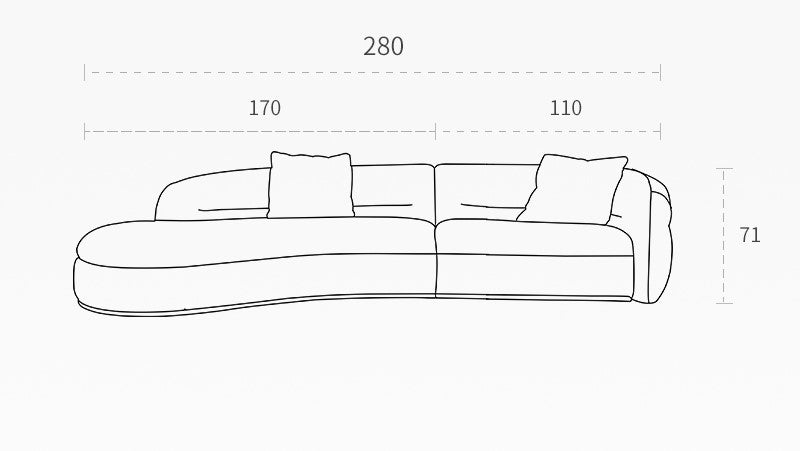 Retro sofa crescent sofa curved designer moon sofa villa double-sided fabric sofa