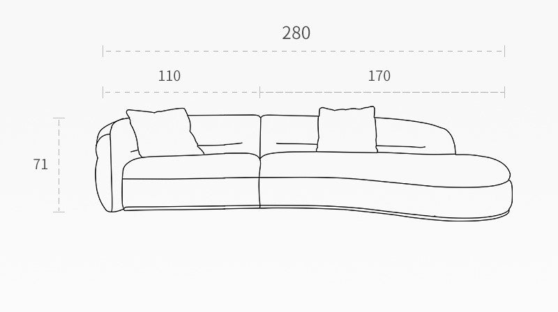 Retro sofa crescent sofa curved designer moon sofa villa double-sided fabric sofa