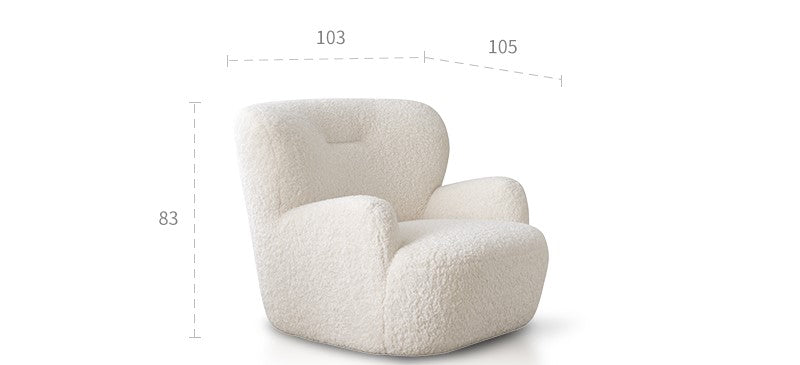 Big White Bear Leisure Chair Lamb Velvet French Cream Style Single Sofa Chair Living Room Bedroom Leisure Sofa