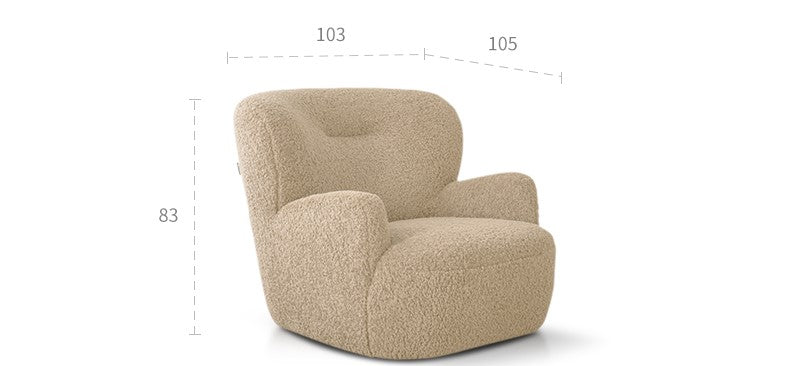 Big White Bear Leisure Chair Lamb Velvet French Cream Style Single Sofa Chair Living Room Bedroom Leisure Sofa