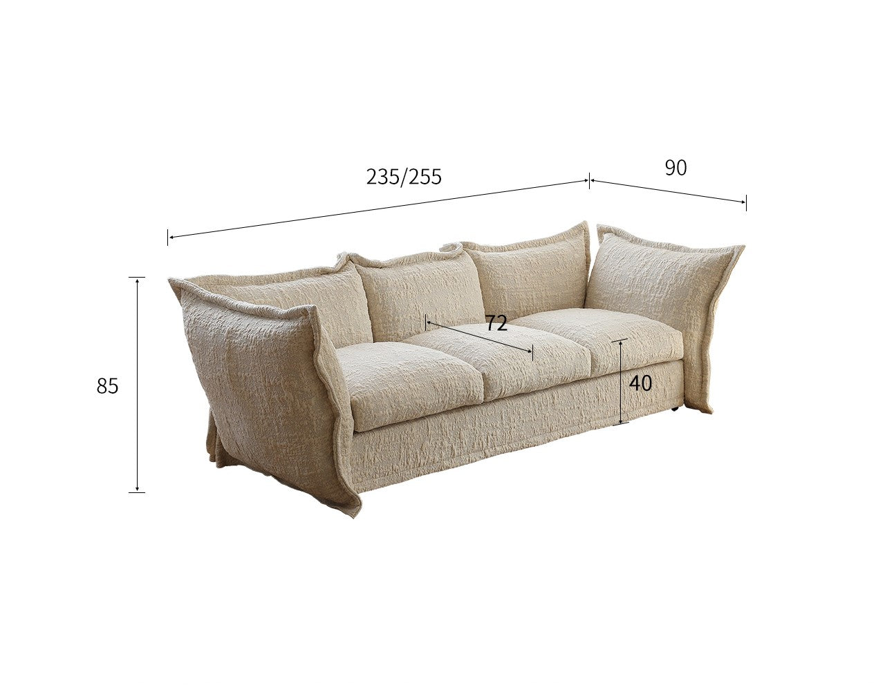 Light French retro petal sofa modern minimalist villa small apartment straight row special-shaped three-seater