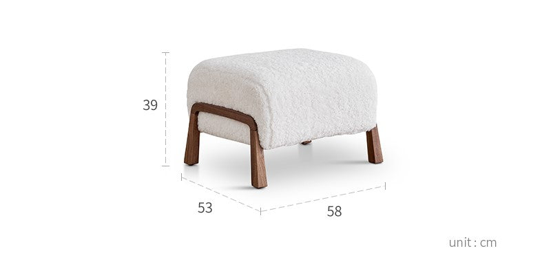 Woolf leisure chair milk tea brown French retro style solid wood mid-century style lamb velvet single sofa chair