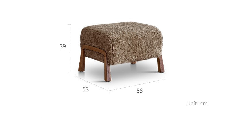 Woolf leisure chair milk tea brown French retro style solid wood mid-century style lamb velvet single sofa chair