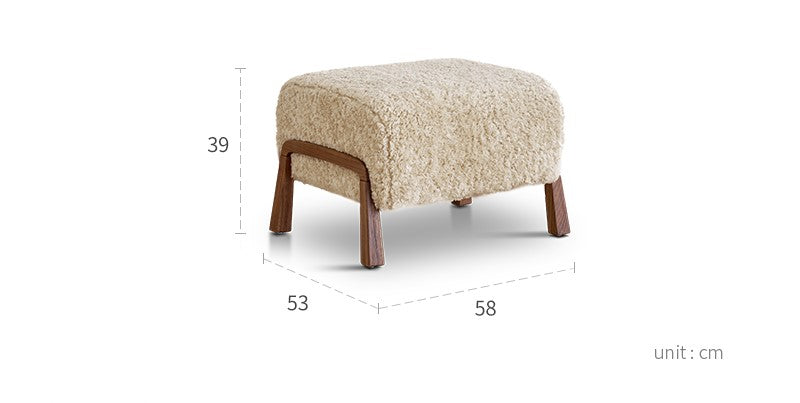 Woolf leisure chair milk tea brown French retro style solid wood mid-century style lamb velvet single sofa chair