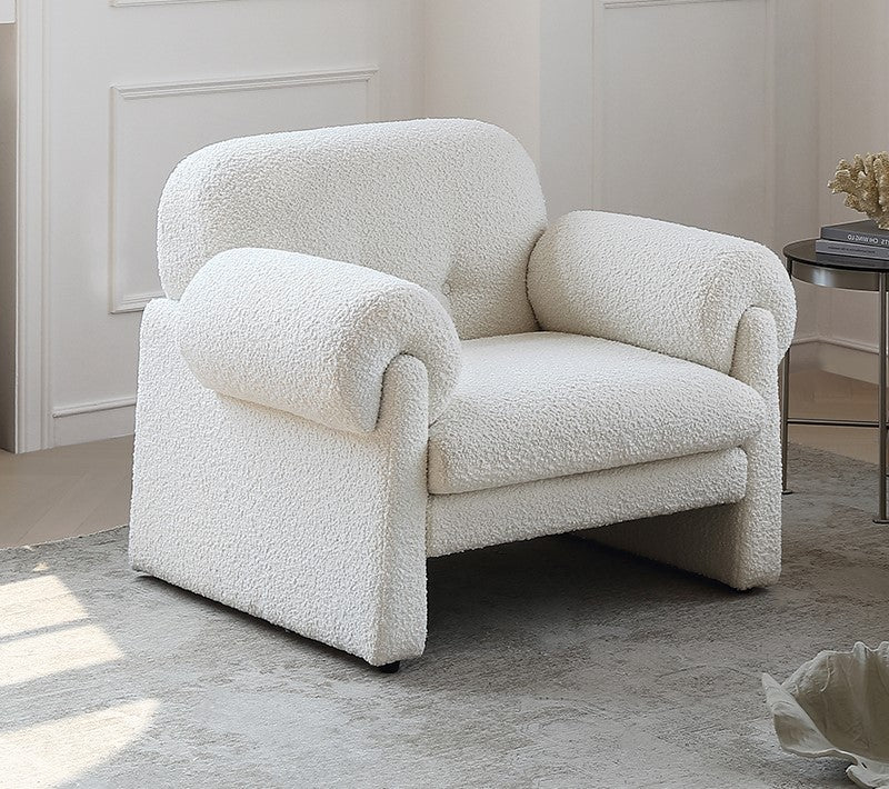 Single sofa French retro cream style Teddy velvet fabric sofa leisure sofa chair