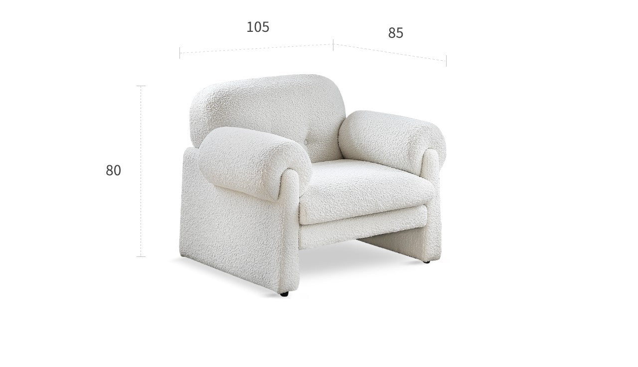 Single sofa French retro cream style Teddy velvet fabric sofa leisure sofa chair