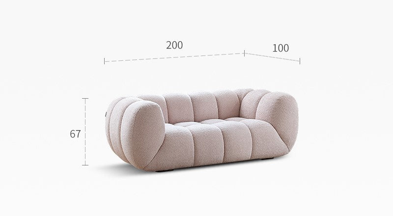 Light French retro cream style puff sofa marshmallow fabric sofa special offer