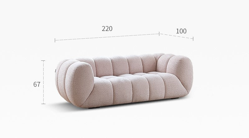 Light French retro cream style puff sofa marshmallow fabric sofa special offer