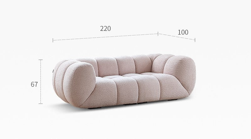 Light French retro cream style puff sofa marshmallow fabric sofa special offer