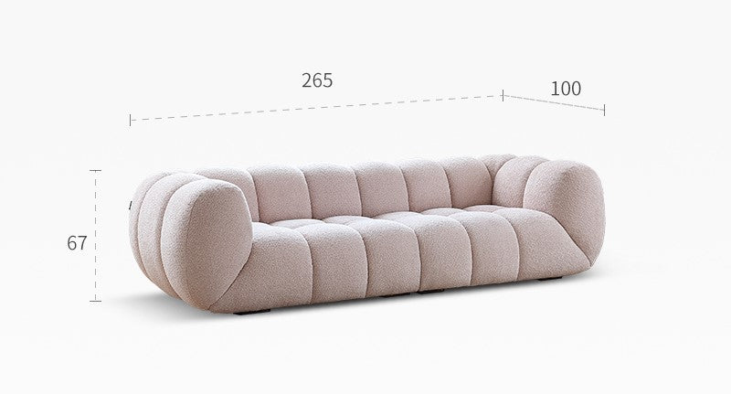 Light French retro cream style puff sofa marshmallow fabric sofa special offer