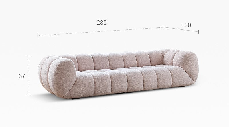 Light French retro cream style puff sofa marshmallow fabric sofa special offer
