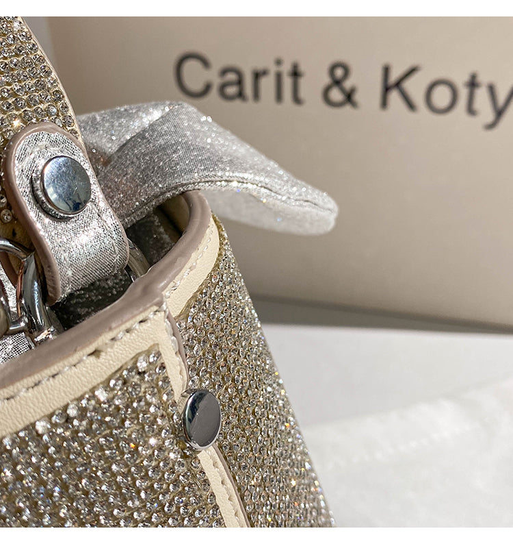 Trendy fashion diamond bow bucket bag chain bag
