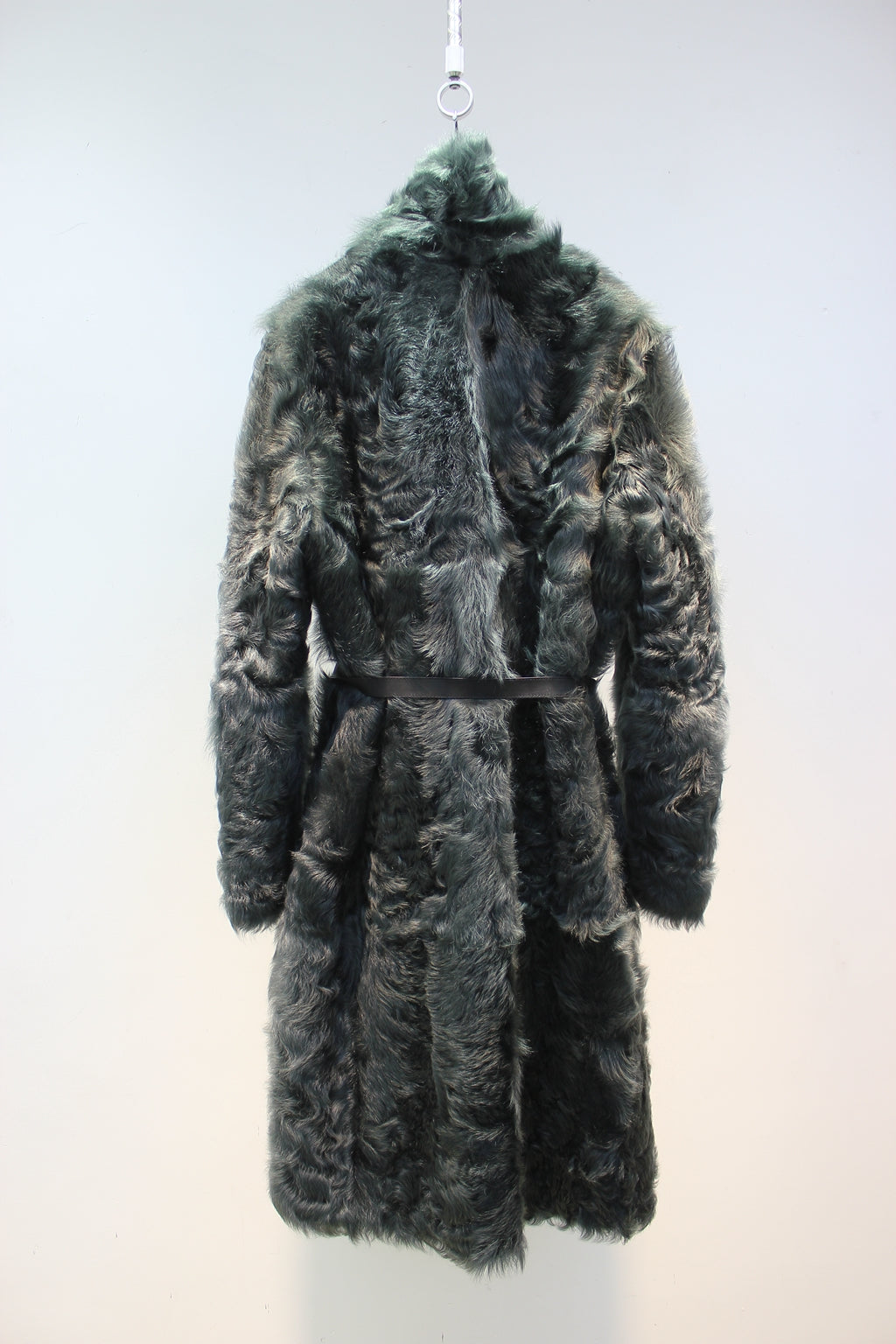 Soft small lake sheep fur one-piece stand-collar reversible mid-length fur coat