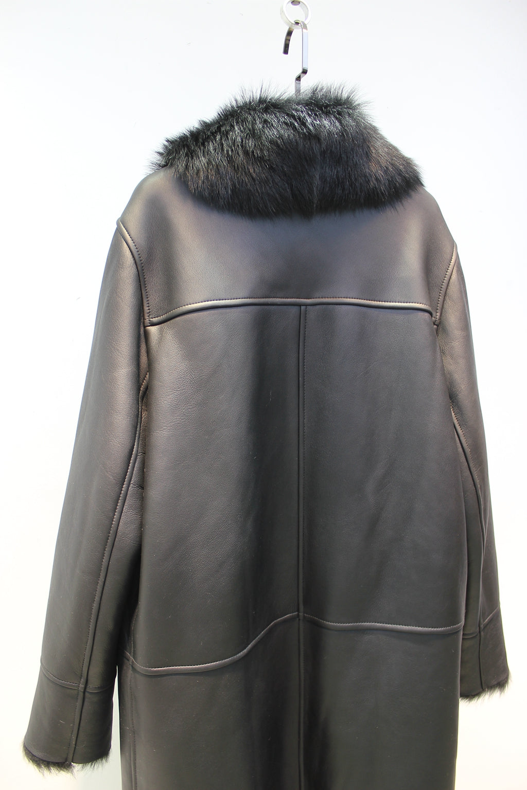 Imported Tuscan sheepskin one-piece casual double-breasted fur coat