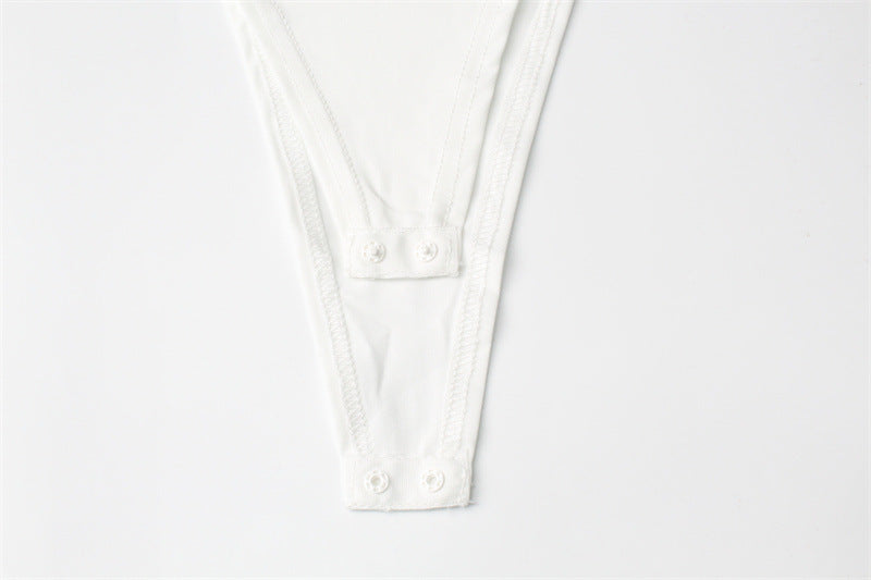 Sexy tight mesh see-through patchwork jumpsuit
