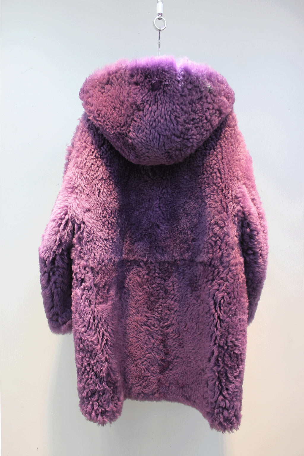 Icelandic imported sheepskin all-in-one Nordic style hooded mid-length fur coat