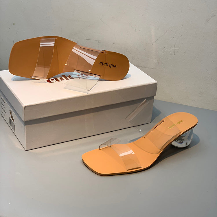 Crystal clear high heel fashion sandals