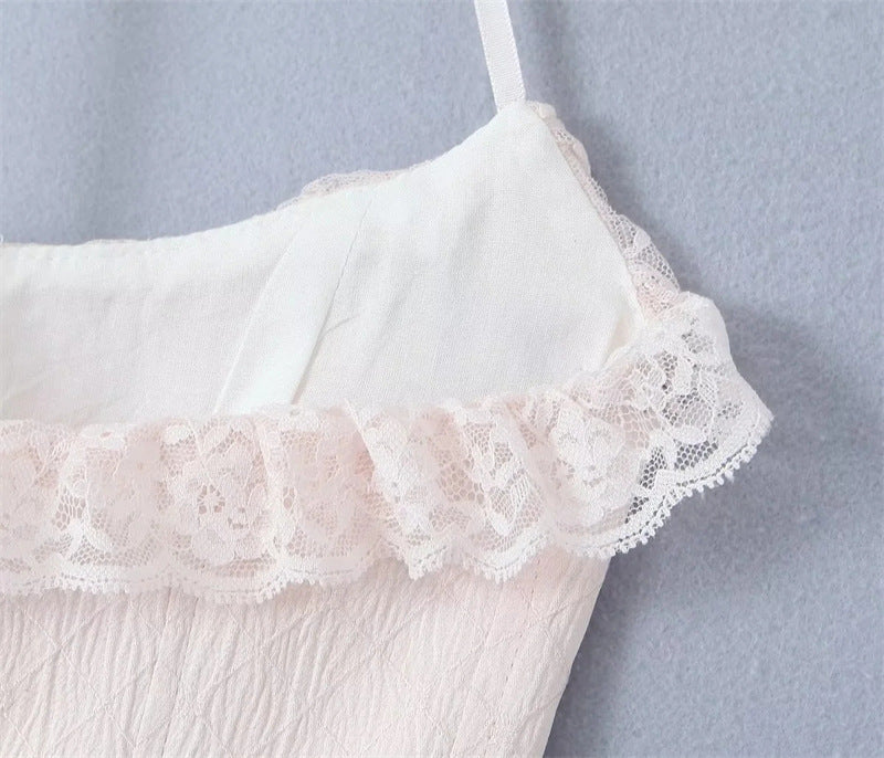Pure Desire Lace Ruffled Halter Neck Fishbone Suspender