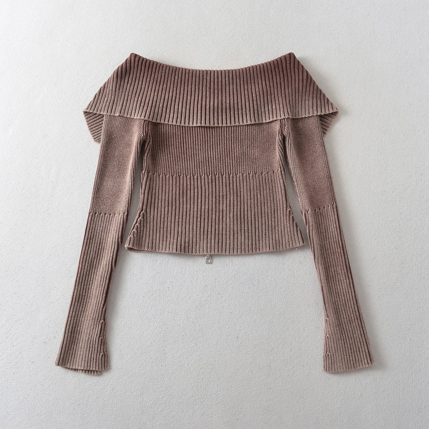 Bateau collar knitted cardigan