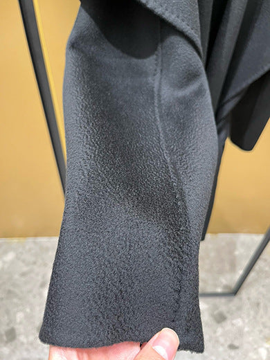 Double-faced lapel cashmere water ripple coat