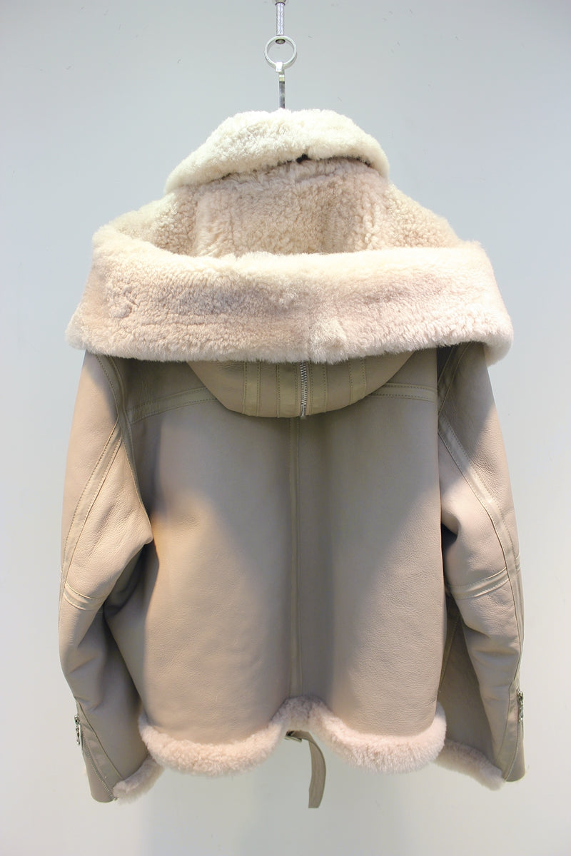 Lmported genuine fur all-in-one pilot jacket fur