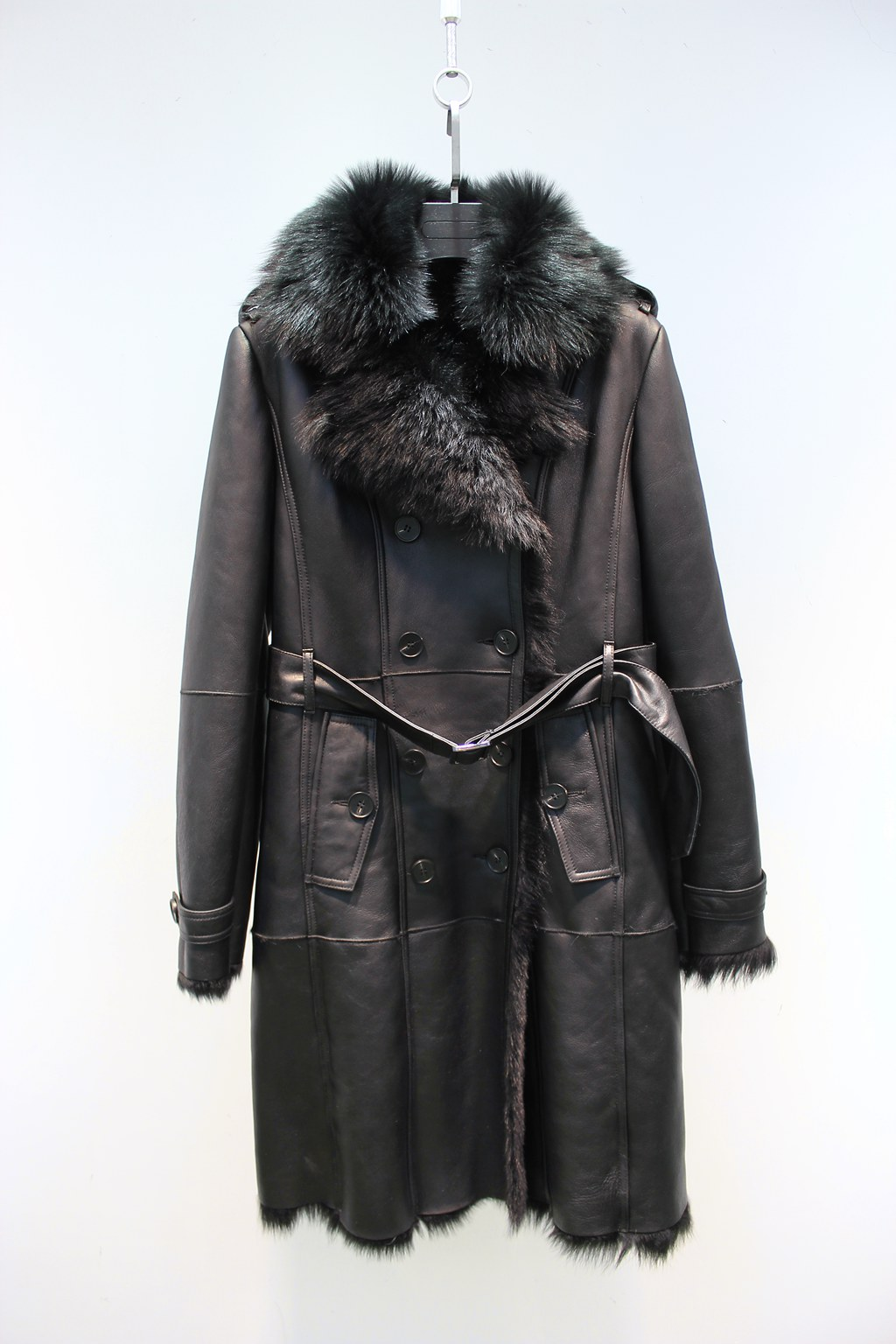 Imported Tuscan sheepskin all-in-one British style mid-length fur coat