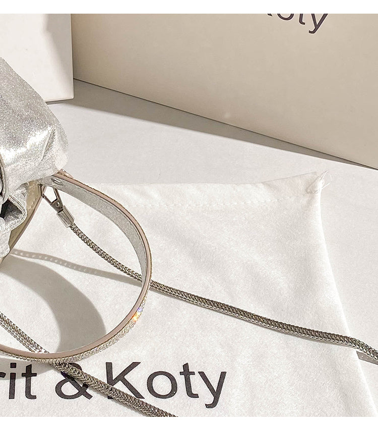 Trendy fashion diamond bow bucket bag chain bag