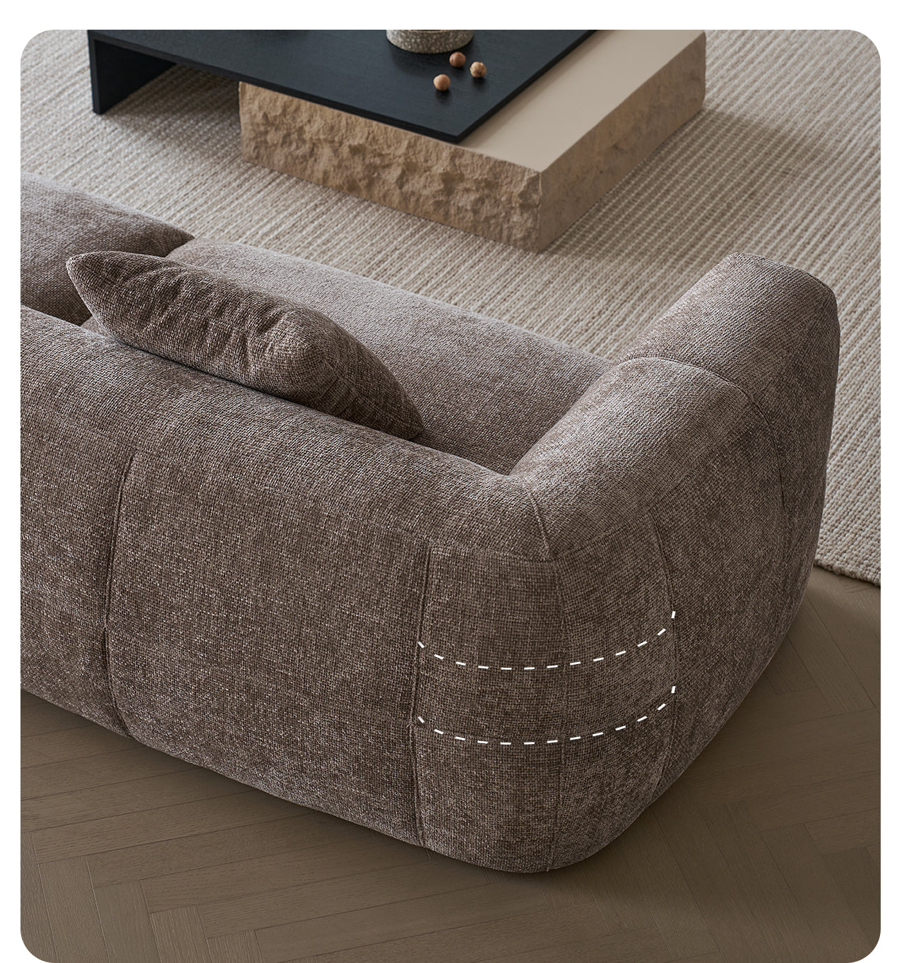 Big white sofa small apartment retro French cream style brown villa large flat fabric sofa