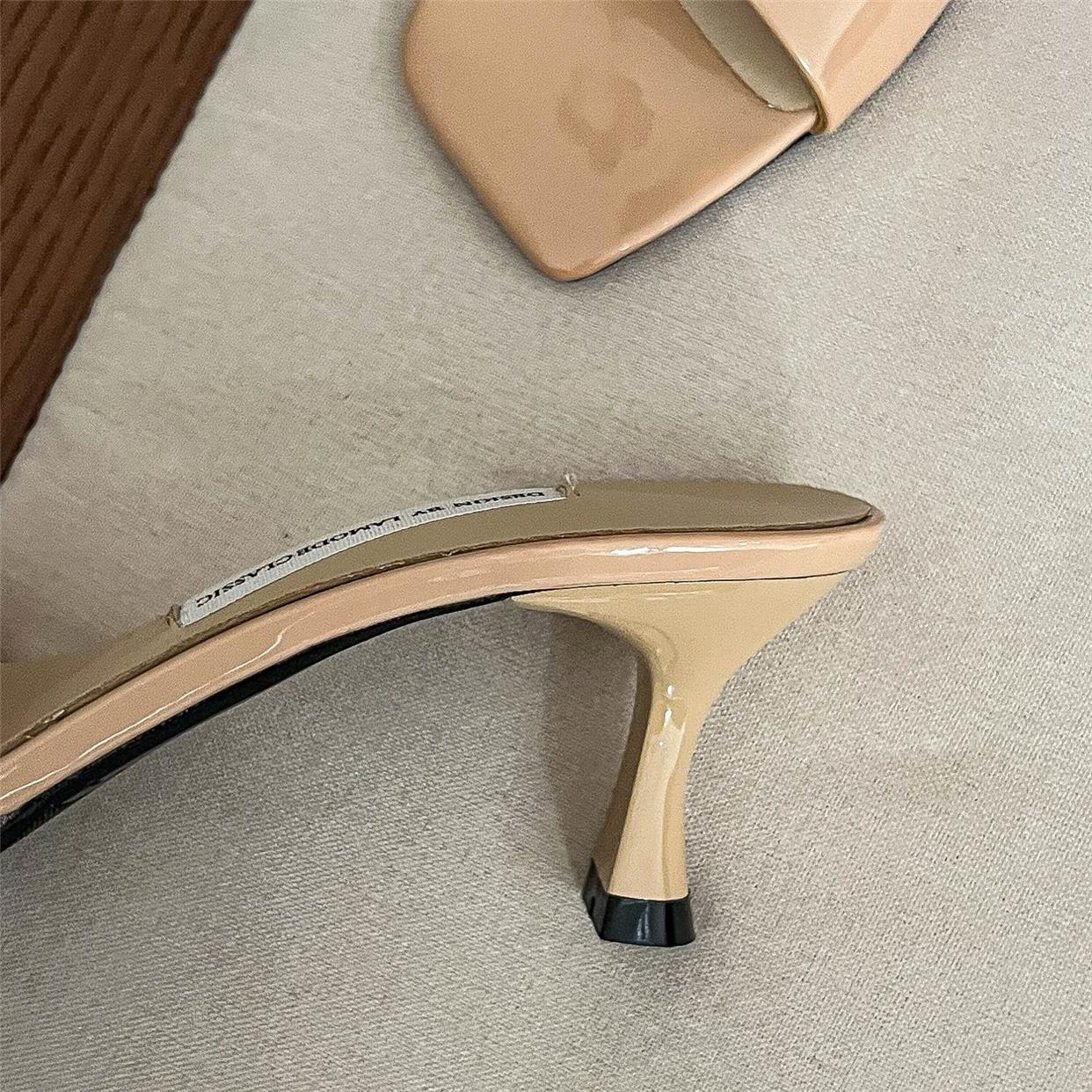 Nude strap-on high heels