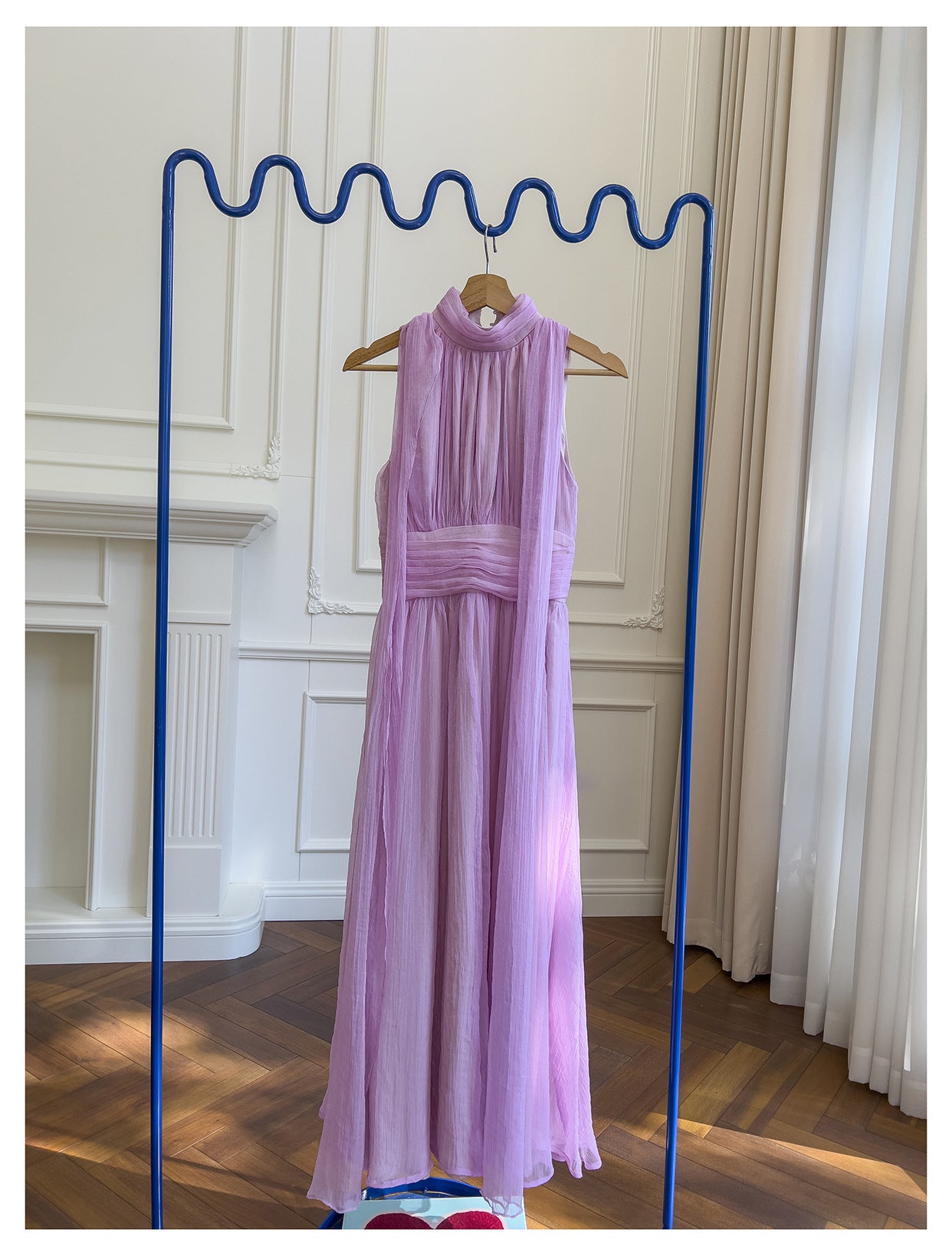 French Waist Slim Off Shoulder Fairy Dress Resort Style Celebrity Purple Dress
