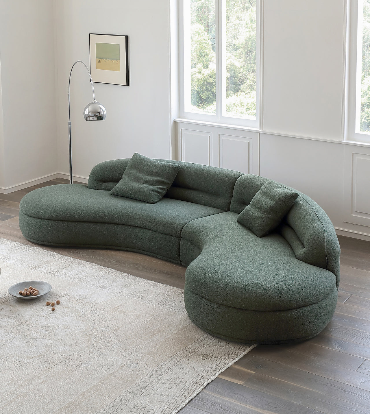 Retro sofa crescent sofa curved designer moon sofa villa double-sided fabric sofa