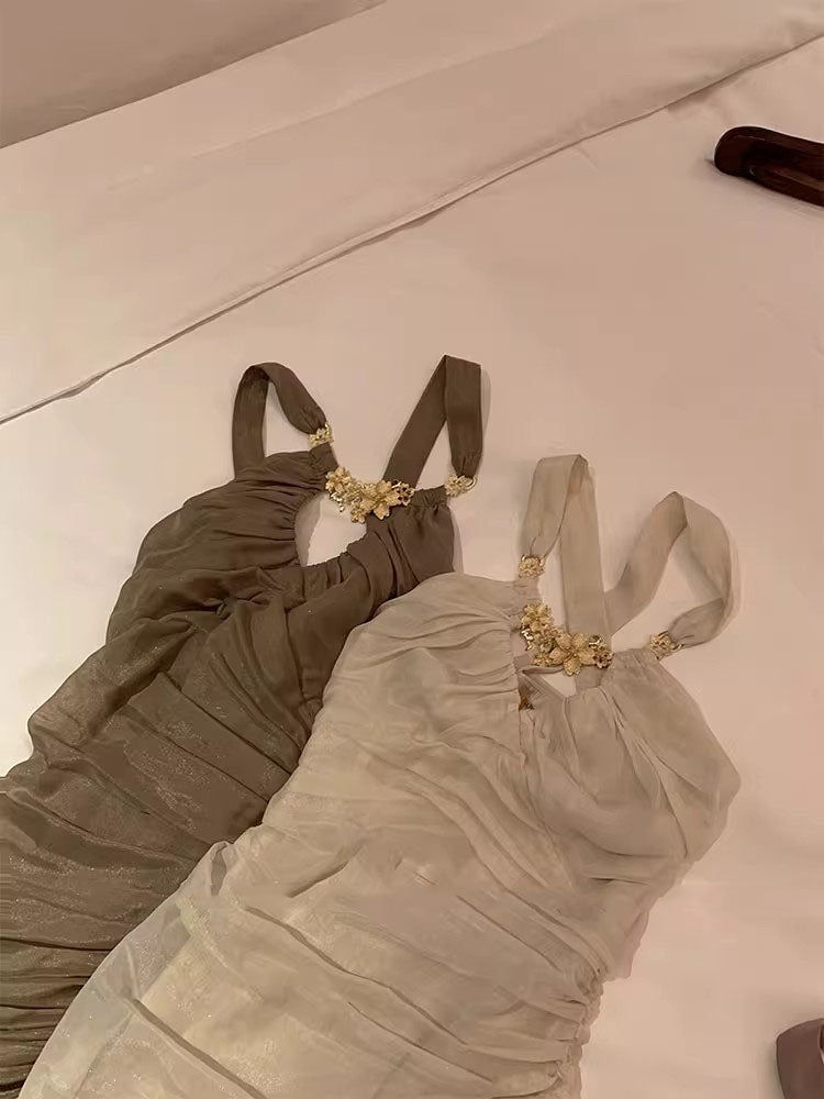 Pleated mesh dress
