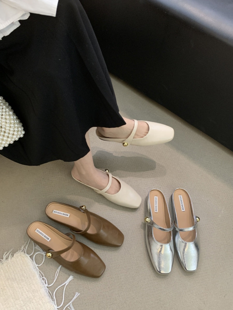 Sweet lazy fashionable toe half slippers