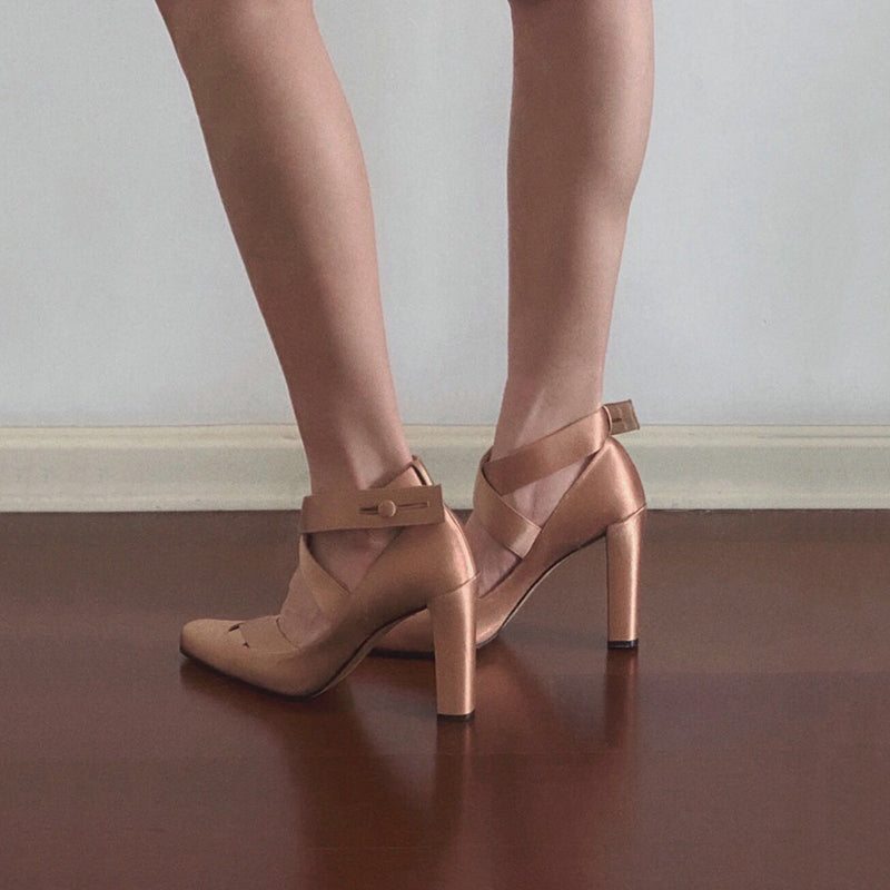 Satin square toe ballet pumps