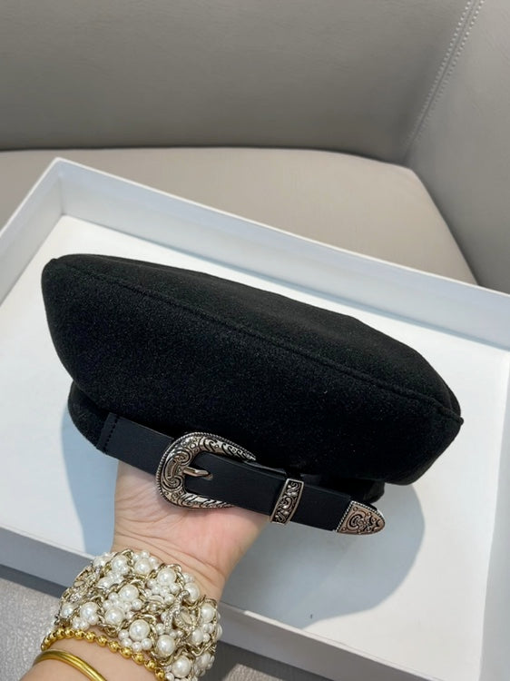 European and American style belt decorated beret