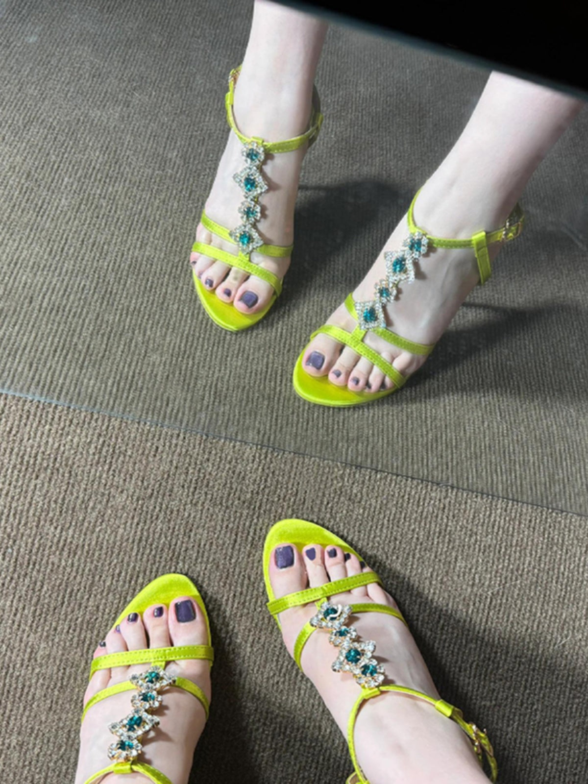 Rhinestone open toe stiletto sandals