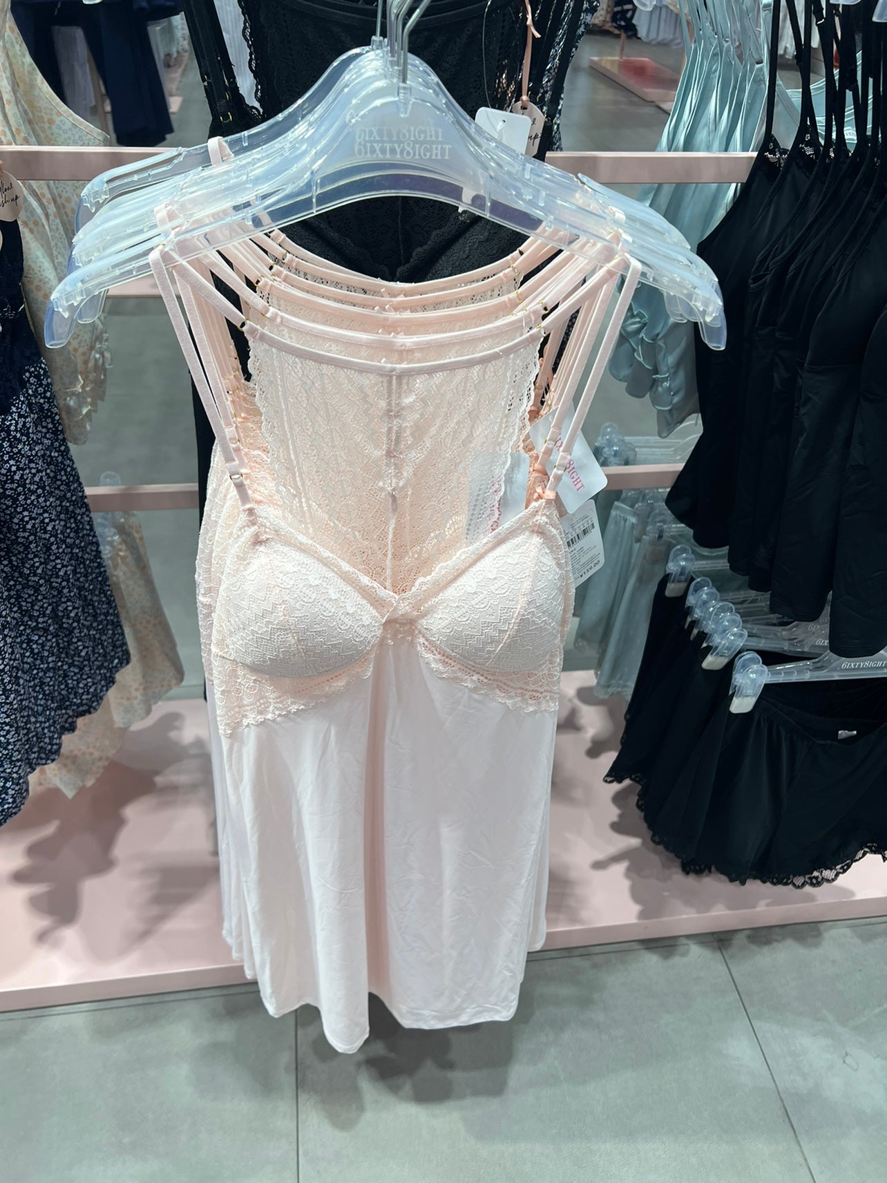 Sexy lace hollow home suspender skirt with breast pads