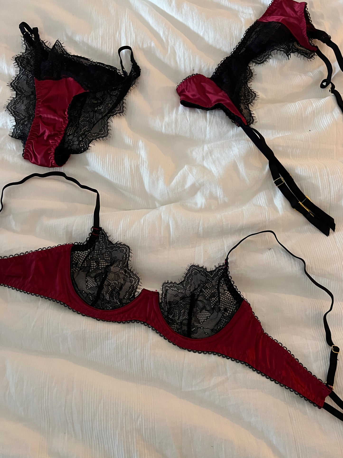 French sexy lace satin stitching mesh hollow thin underwear