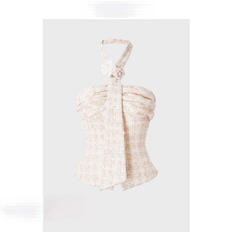 Sweet halter neck vest short style temperament gentle style