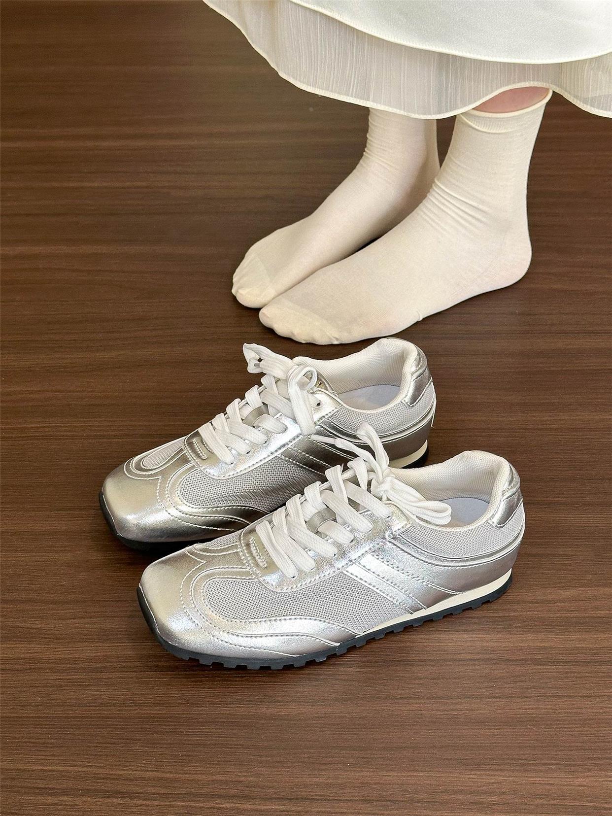 Silver breathable sneakers