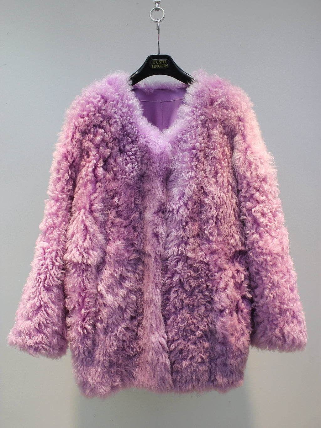 Lmported Tuscan sheepskin one-piece slimming fur jacket